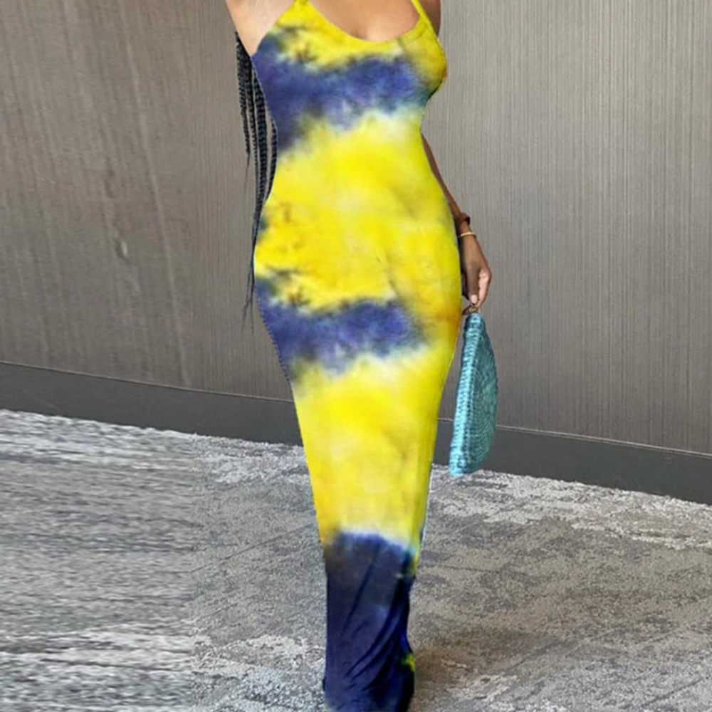 Blue and yellow dress